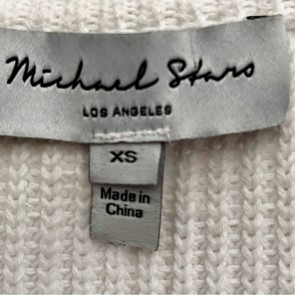 Michael Stars Cream Ribbed Button-Front Cardigan - Picture 6 of 8